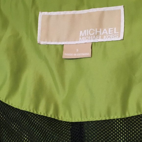MICHAEL KORS Bright Green Hooded Anorak Rain Jacket Sz S EUC!!! - Picture 4 of 7